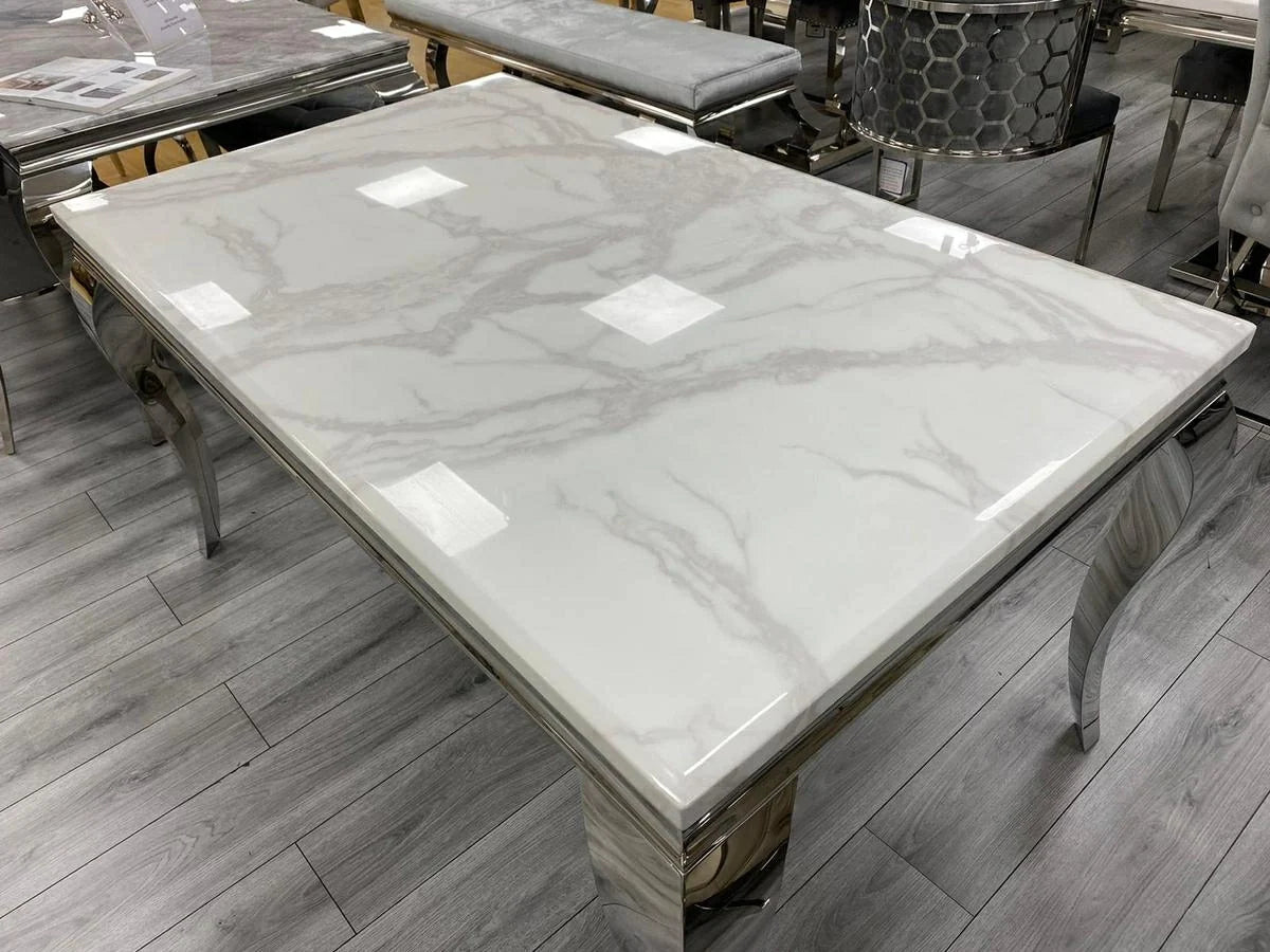 Louis 150cm Marble & GOLD Legs Dining Table - 5 Colours