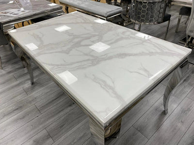 Louis 180CM Marble & Chrome Dining Table - 5 Colours