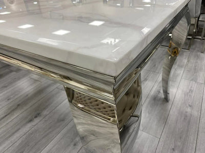 Louis 200cm Marble & GOLD Legs Dining Table - 4 Colours