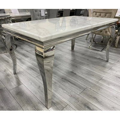 Louis 180cm White Marble Dining Table Only