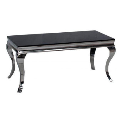 Louis 130cm Black Tempered Glass Coffee Table-Esme Furnishings