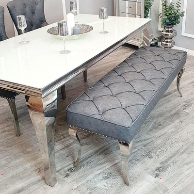 Louis Valentino 140CM Dark Grey PU Leather Bench-Esme Furnishings