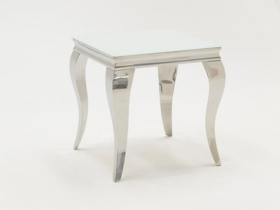 Louis White Tempered Glass End Table-Esme Furnishings
