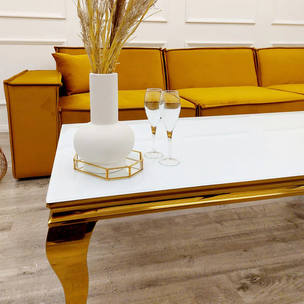 Louis Gold 130cm Ceramic Marble Coffee Table - 3 Colors