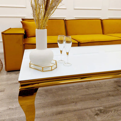 Louis Gold 130cm Ceramic Marble Coffee Table - 3 Colors