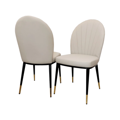Orion Gold 180cm Dining Table with Polar White Sintered Stone Top + Etta Beige PU Leather Dining Chairs-Esme Furnishings