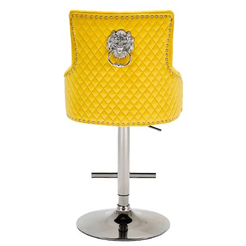 Majestic Mustard Brushed Velvet Bar Stool With Lion Knocker Esme