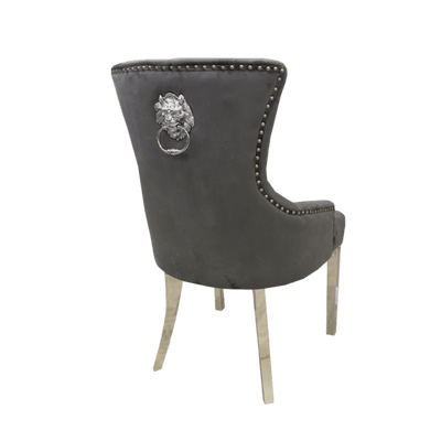 Louis Black Marble 180CM Dining Table + Grey Lion Chairs, 160cm Bench Option-Esme Furnishings