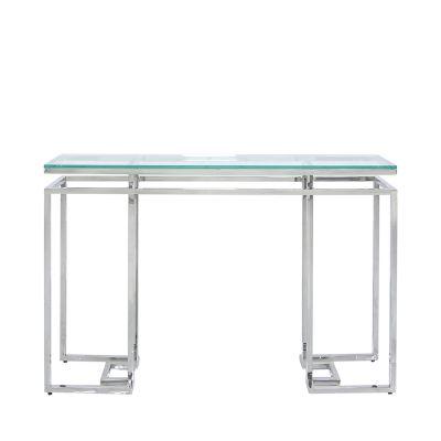 Meridius Glass & Stainless Steel Console Table-Esme Furnishings