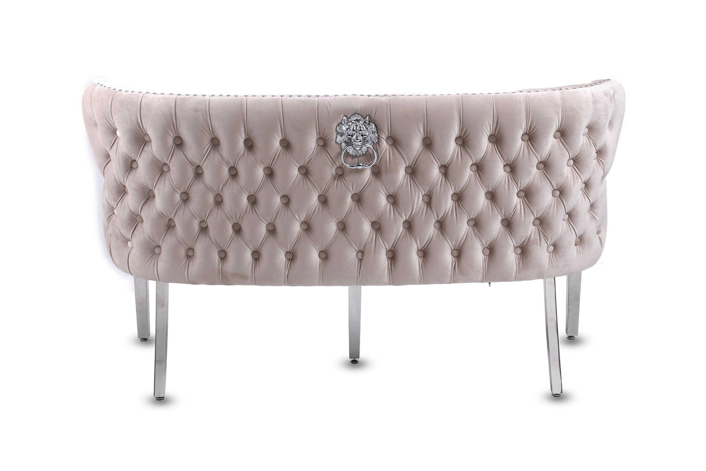 Valentino Lion Knocker Quilted Tufted Plush Velvet 150cm Dining Bench - 5 Colours-Esme Furnishings