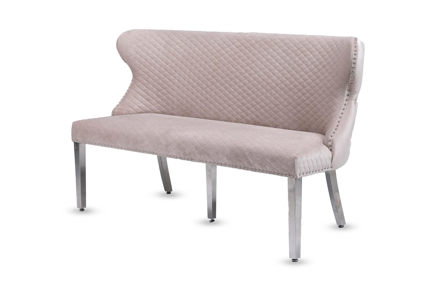 Valentino Lion Knocker Quilted Tufted Plush Velvet 150cm Dining Bench - 5 Colours-Esme Furnishings