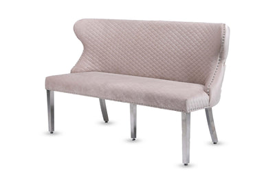 Valentino Lion Knocker Quilted Tufted Plush Velvet 150cm Dining Bench - 5 Colours-Esme Furnishings