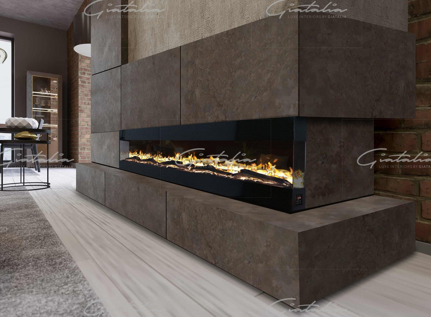 Mirage Panoramic Electric Media Wall HD LED Mantel Inset Fire Grey - 60"-Esme Furnishings