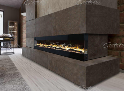 Mirage Panoramic Electric Media Wall HD LED Mantel Inset Fire Grey - 60"-Esme Furnishings