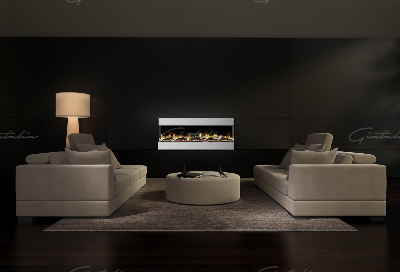 Mirage Panoramic Electric Media Wall HD LED Mantel Inset Fire Black - 42"-Esme Furnishings