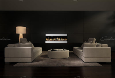 Mirage Panoramic Electric Media Wall HD LED Mantel Inset Fire Black - 60"-Esme Furnishings
