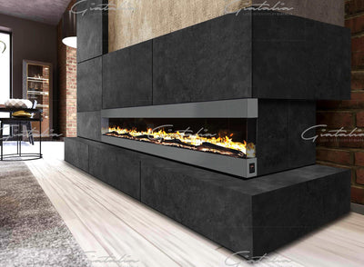 Mirage Panoramic Electric Media Wall HD LED Mantel Inset Fire Grey - 60"-Esme Furnishings