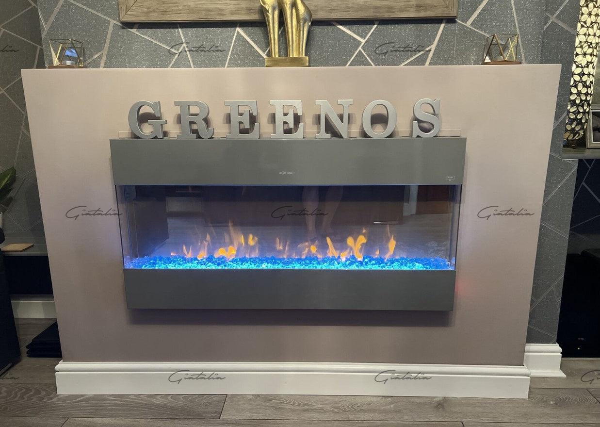 Mirage Panoramic Electric Media Wall HD LED Mantel Inset Fire Grey - 60"-Esme Furnishings