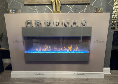 Mirage Panoramic Electric Media Wall HD LED Mantel Inset Fire Grey - 60"-Esme Furnishings