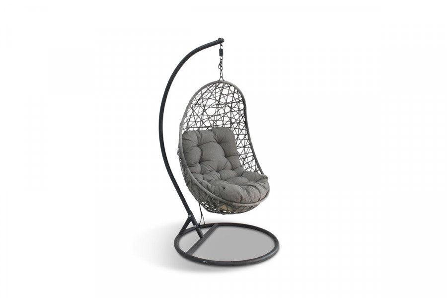 Garden Lounger Grey Swinging Hanging Luxury Egg Chair With Cushions-Esme Furnishings