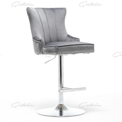 Lion Head Knocker, Dark Grey, French Velvet Barstool-Esme Furnishings