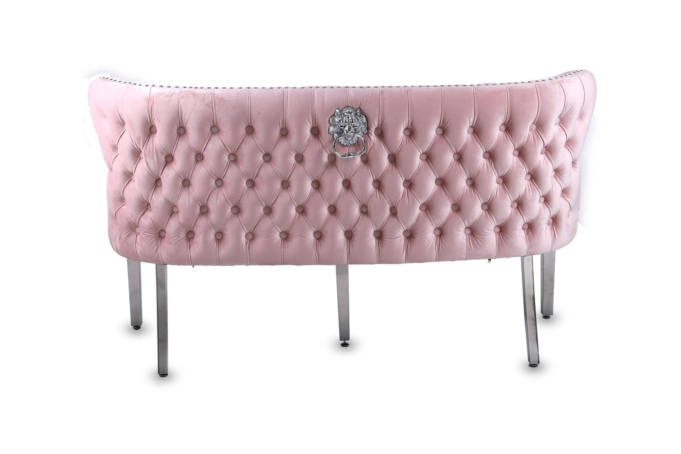 Valentino Lion Knocker Quilted Tufted Plush Velvet 150cm Dining Bench - 5 Colours-Esme Furnishings