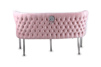 Valentino Lion Knocker Quilted Tufted Plush Velvet 150cm Dining Bench - 5 Colours-Esme Furnishings