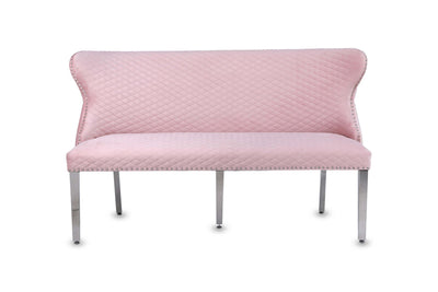 Valentino Lion Knocker Quilted Tufted Plush Velvet 150cm Dining Bench - 5 Colours-Esme Furnishings