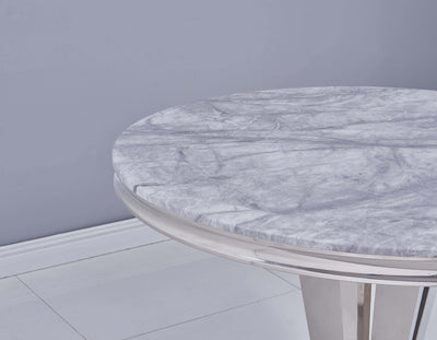Riccardo Grey Marble 130CM Dining Table + Belgravia Button Back Dining Chairs-Esme Furnishings