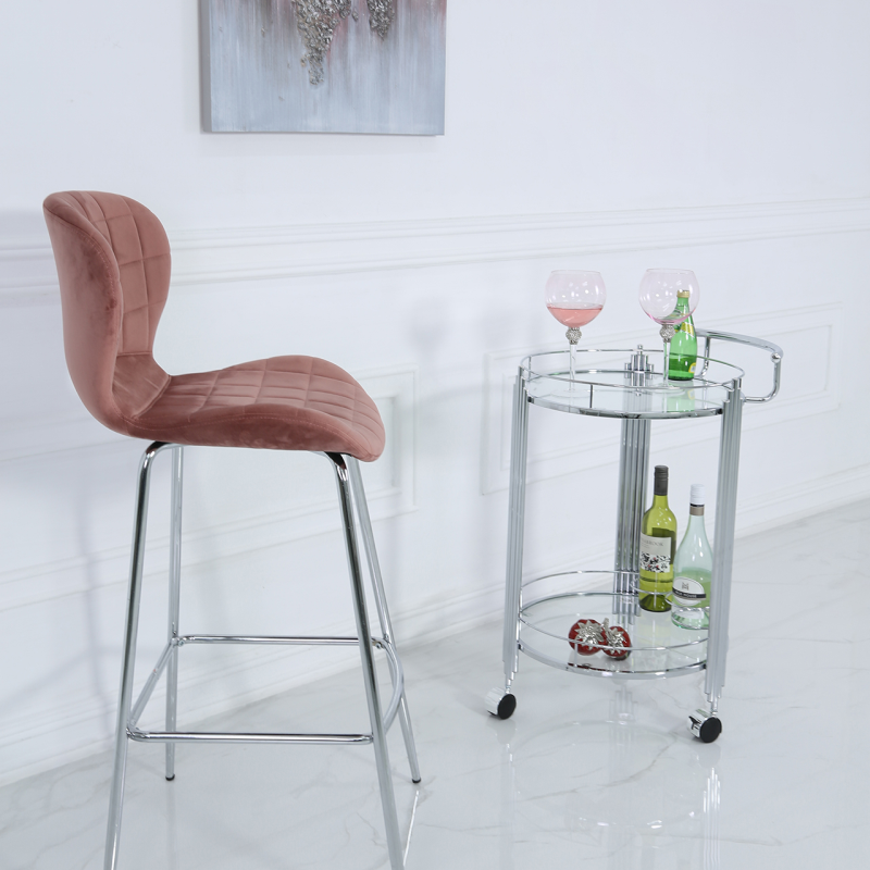 Cohen Chrome And Clear Glass Drinks Trolley-Esme Furnishings