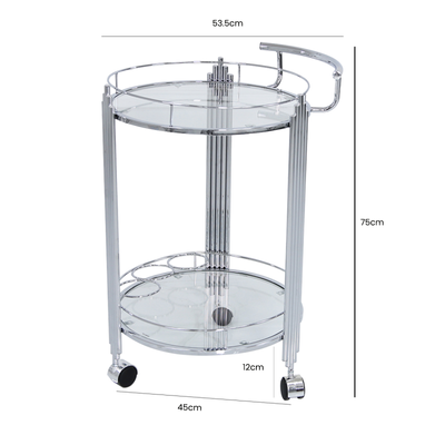 Cohen Chrome And Clear Glass Drinks Trolley-Esme Furnishings