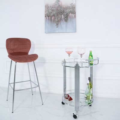 Cohen Chrome And Clear Glass Drinks Trolley-Esme Furnishings