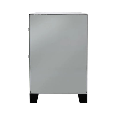 Omano Smoked Glass Mirrored 2 Drawer Bedside Cabinet Side Table-Esme Furnishings
