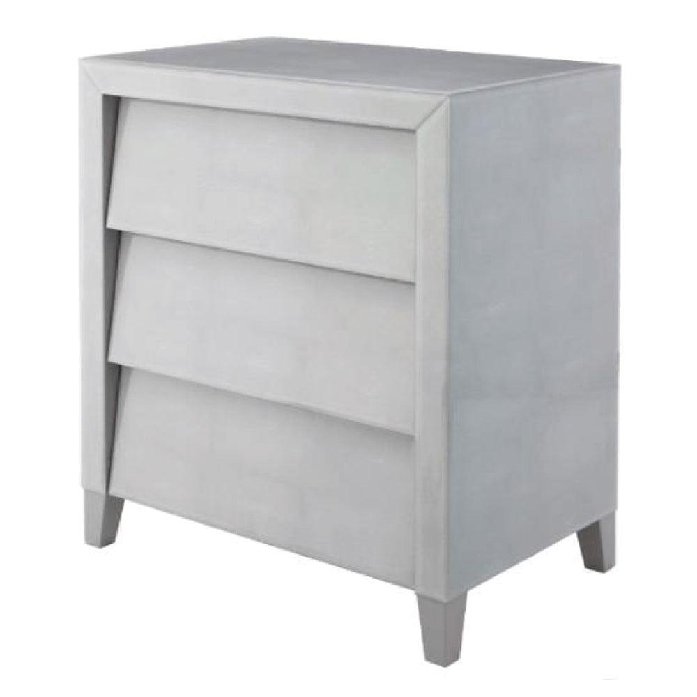 RV Astley Colby Chest Shagreen Soft Grey With Gloss Finish-Esme Furnishings