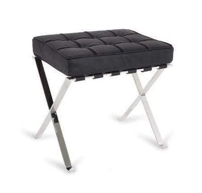 RV Astley Sienna Stool H50cm Black Leather Cushion-Esme Furnishings