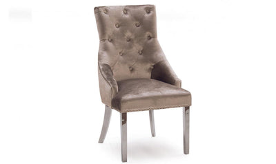 Belle Champagne Knockerback Soft Velvet Dining Chair-Esme Furnishings