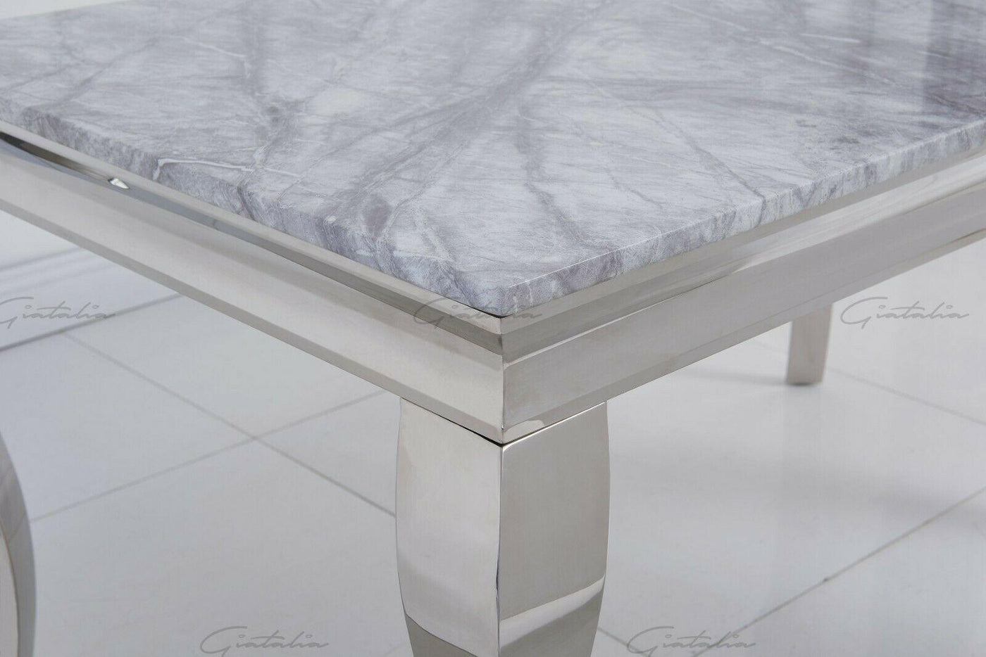 Louis 180cm White Marble Dining Table + Louis Plush Velvet Dining Chairs-Esme Furnishings