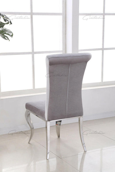Louis 180cm White Marble Dining Table + Louis Plush Velvet Dining Chairs-Esme Furnishings