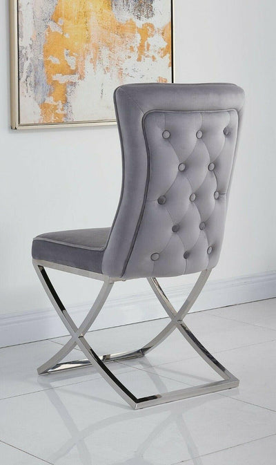 Riccardo Grey Marble 130CM Dining Table + Belgravia Button Back Dining Chairs-Esme Furnishings
