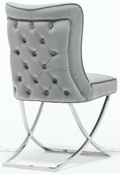 Riccardo Grey Marble 130CM Dining Table + Belgravia Button Back Dining Chairs-Esme Furnishings