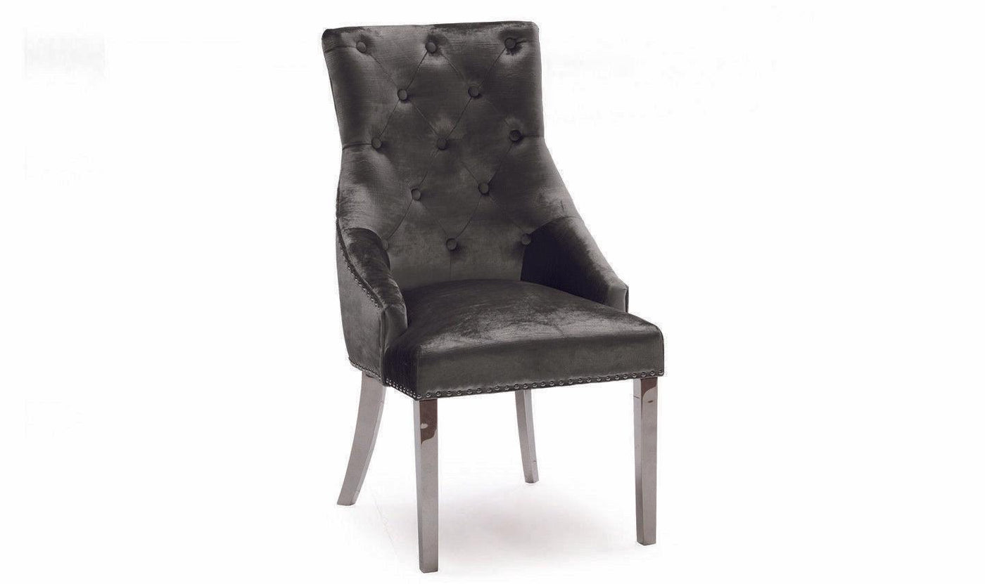 Louis 120cm Grey Marble Dining Table + Belle Plush Velvet Chairs-Esme Furnishings