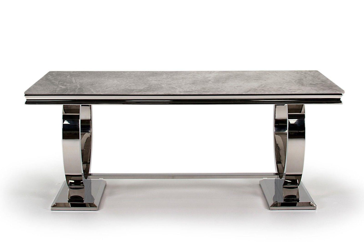 Arianna 200cm Grey Marble Dining Table + Belle Charcoal Velvet Chairs-Esme Furnishings