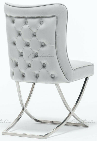 Riccardo Grey Marble 130CM Dining Table + Belgravia Button Back Dining Chairs-Esme Furnishings