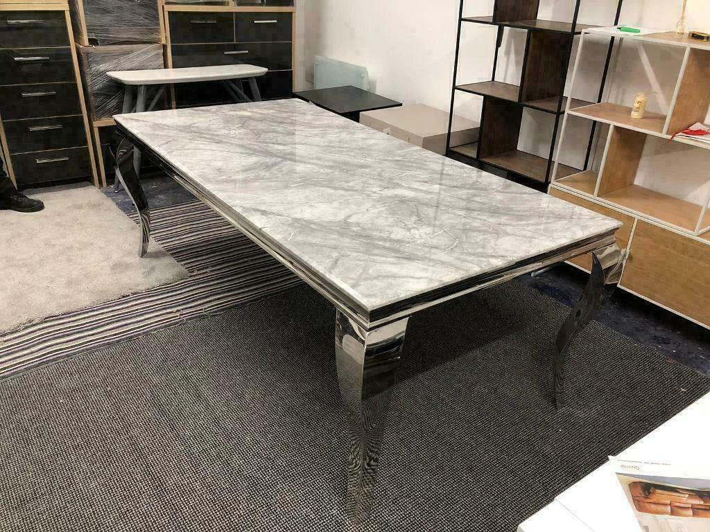 Louis 150CM Marble & Chrome Dining Table - 5 Colours-Esme Furnishings
