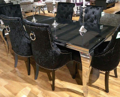 Louis Black Glass 200cm Dining Table Only-Esme Furnishings