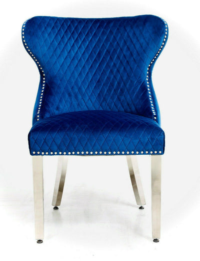 Louis 200cm Grey Marble Dining Table + Valentino Lion Knocker Velvet Chairs-Esme Furnishings