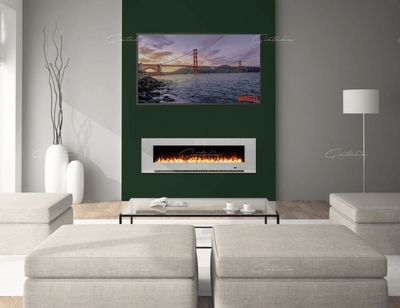 Aurora White 78" Insert Electric Fire 10 Colour LED Glass Wall Mounted Inset-Esme Furnishings