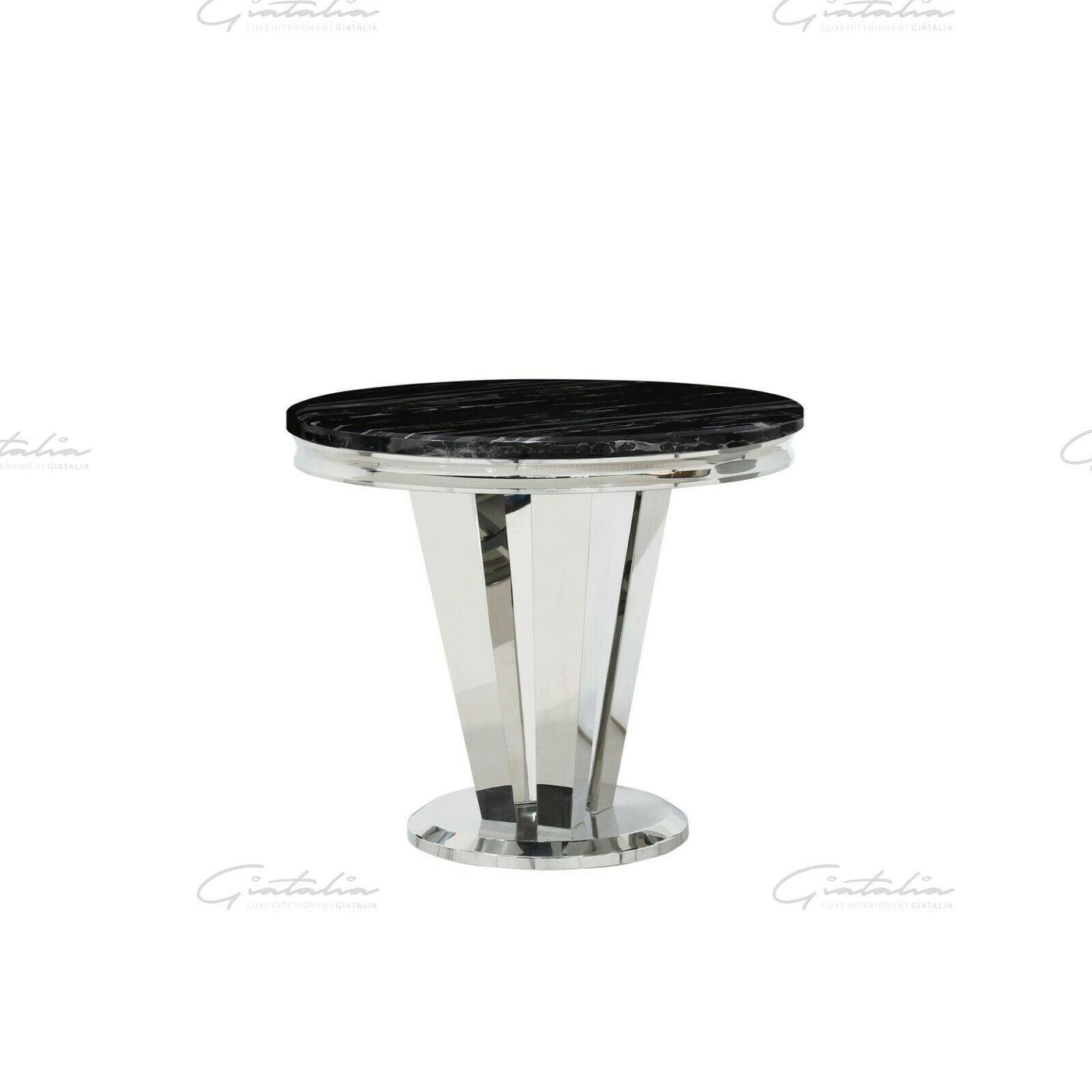 Riccardo 130cm Marble Round Dining Table - 3 Colours Black/Grey/Cream-Esme Furnishings