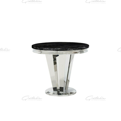 Riccardo 130cm Marble Round Dining Table - 3 Colours Black/Grey/Cream-Esme Furnishings