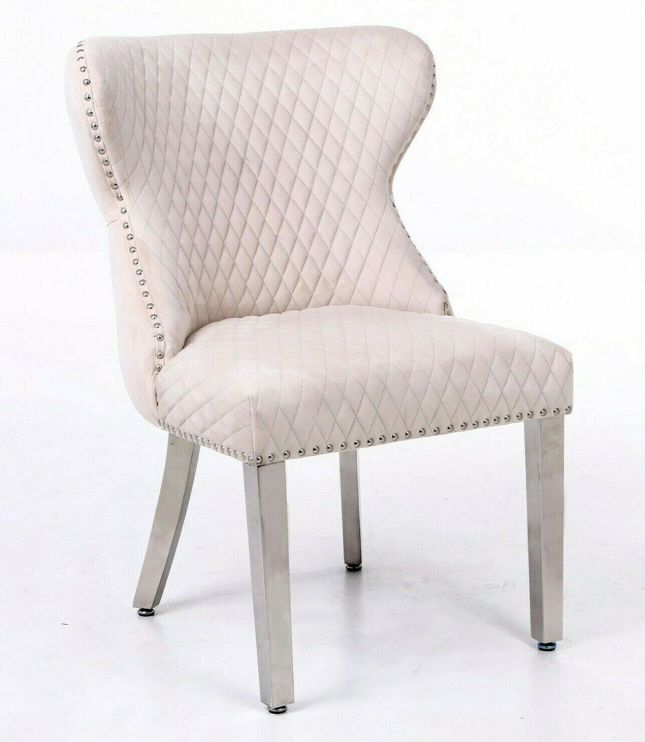 Louis 150cm White Marble Dining Table + Valentino Lion Knocker Velvet Chairs-Esme Furnishings